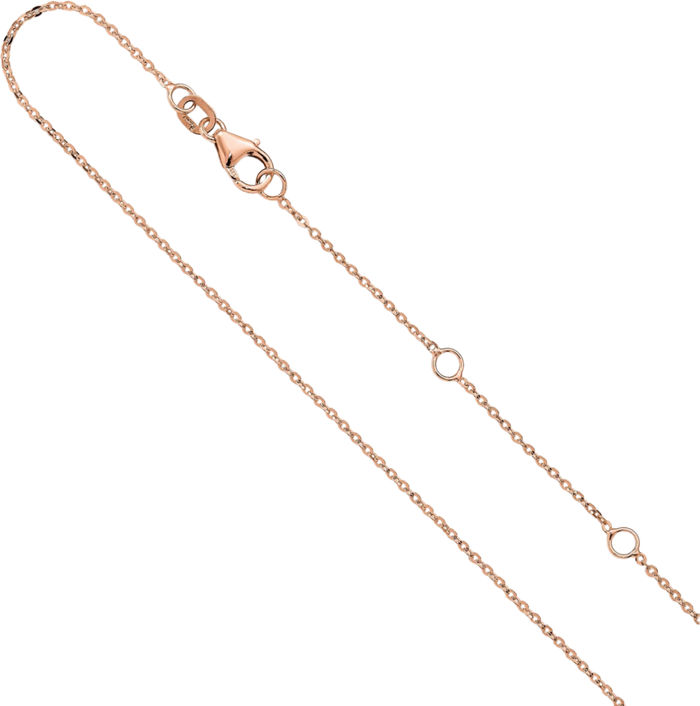 14K Solid Rose Pink Gold 1.2mm Cable Adjustable Chain Necklace