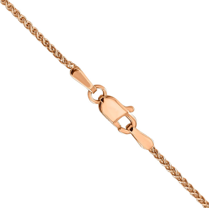 14K Solid Rose Pink Gold 1.2mm Spiga Wheat Link Chain Necklace