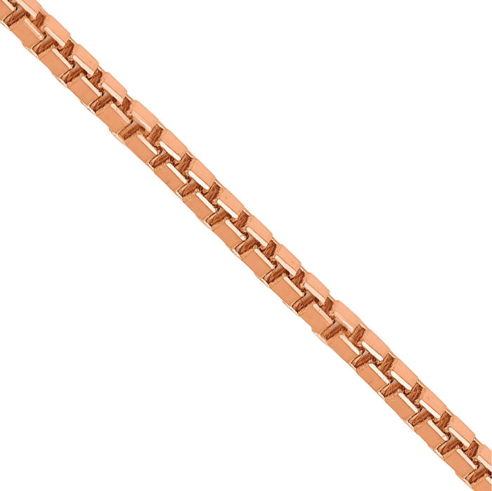 14K Solid Rose Pink Gold 1.3mm Box Link Chain Necklace