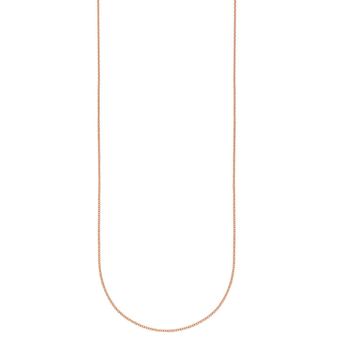 14K Solid Rose Pink Gold 1.3mm Cable Rolo Link Chain Belcher Necklace