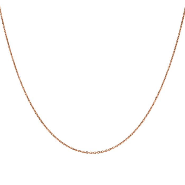 14K Solid Rose Pink Gold 1.4mm Cable Rolo Link Chain Belcher Necklace