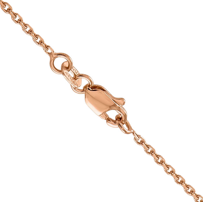 14K Solid Rose Pink Gold 1.4mm Cable Rolo Link Chain Belcher Necklace