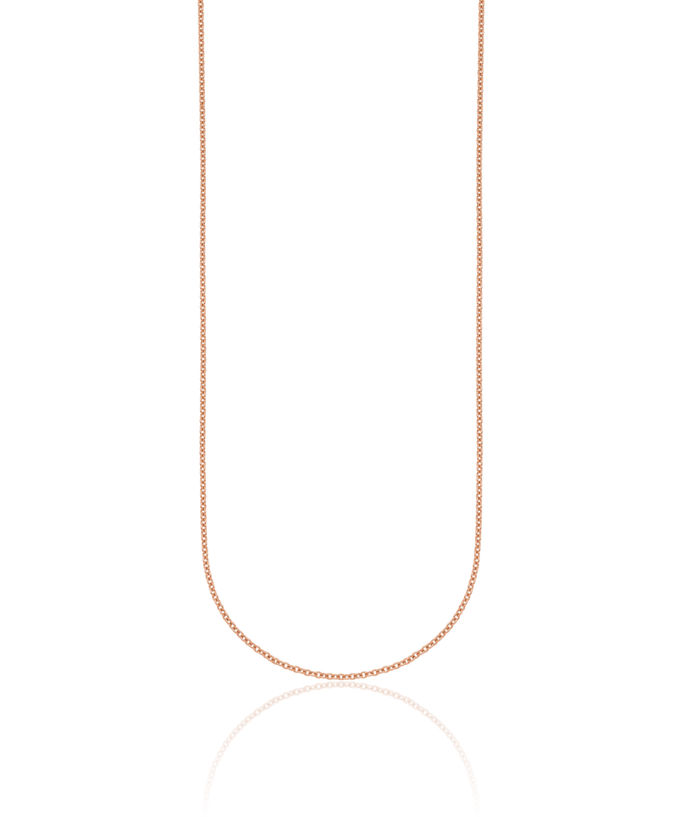 14K Solid Rose Pink Gold 1.5mm Cable Rolo Link Chain Belcher Necklace