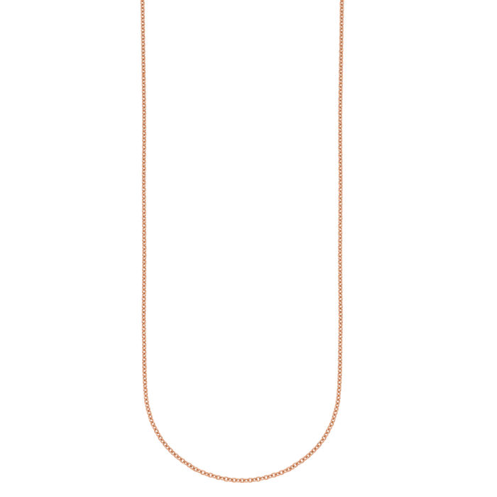 14K Solid Rose Pink Gold 1.5mm Cable Rolo Link Chain Belcher Necklace