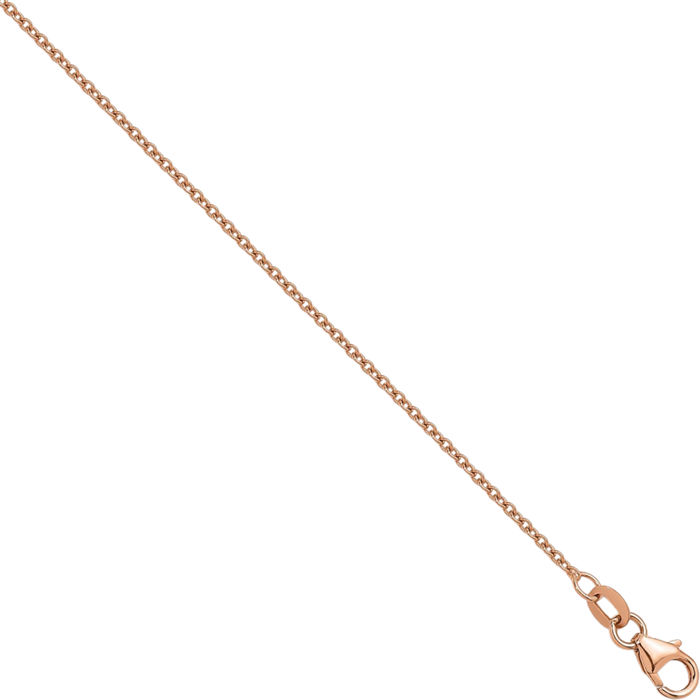 14K Solid Rose Pink Gold 1.5mm Cable Rolo Link Chain Belcher Necklace