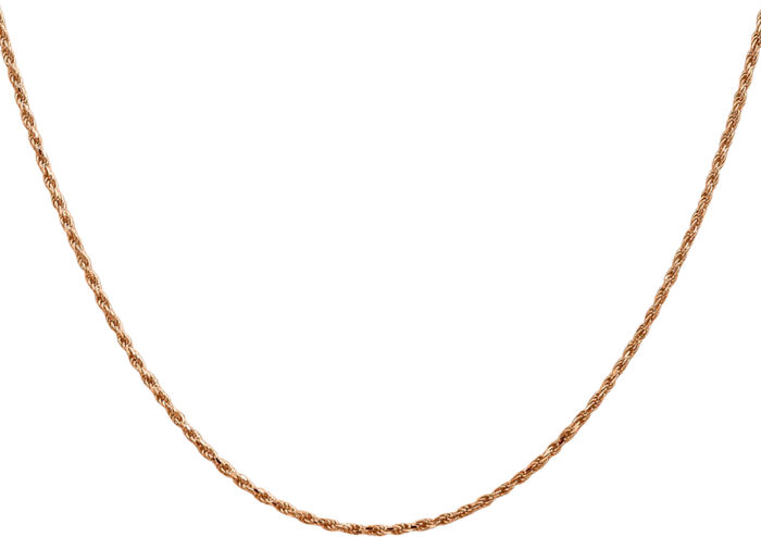 14K Solid Rose Pink Gold 1.5mm Rope Chain Twisted Link Necklace