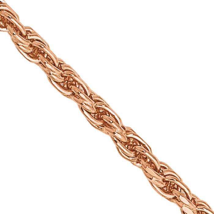 14K Solid Rose Pink Gold 1.5mm Rope Chain Twisted Link Necklace