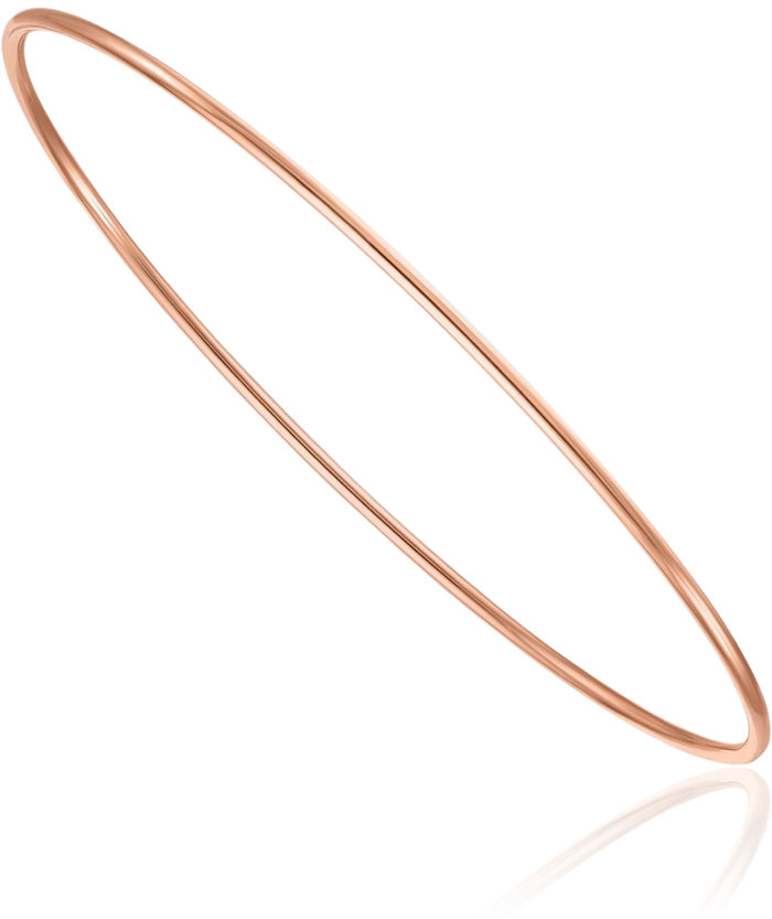 14K Solid Rose Pink Gold 1.5mm Slip On Bangle Bracelet