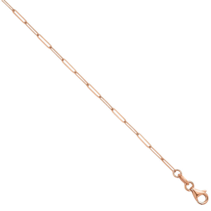 14K Solid Rose Pink Gold 1.7mm Paperclip Cable Rolo Link Chain Belcher Necklace