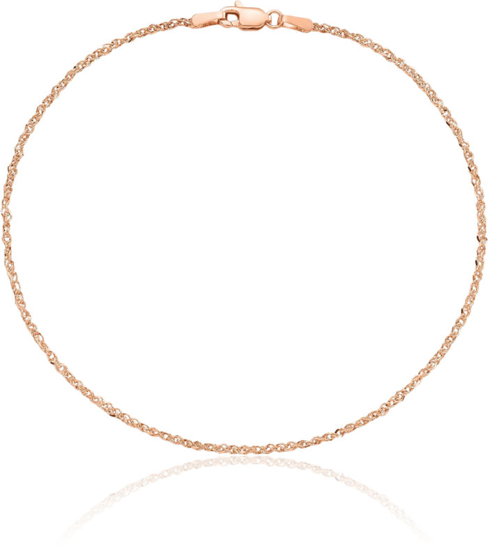 14K Solid Rose Pink Gold 1.7mm Rope Chain Anklet Summer Beach Foot Ankle Bracelet