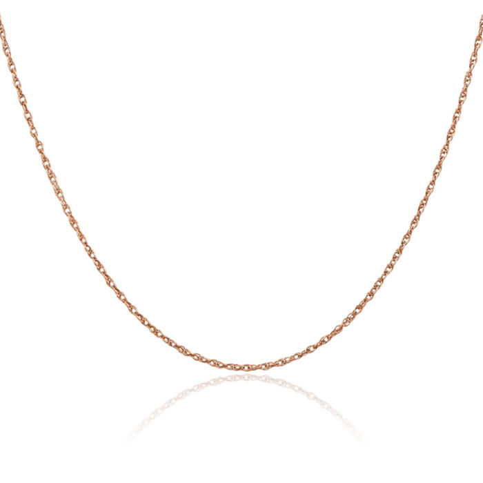 14K Solid Rose Pink Gold 1.7mm Rope Chain Twisted Link Necklace