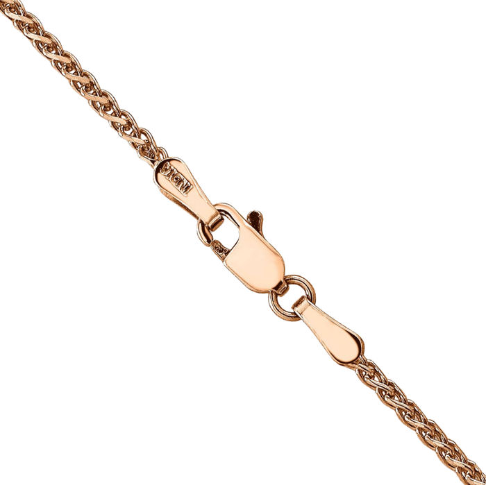 14K Solid Rose Pink Gold 1.7mm Spiga Wheat Link Chain Necklace