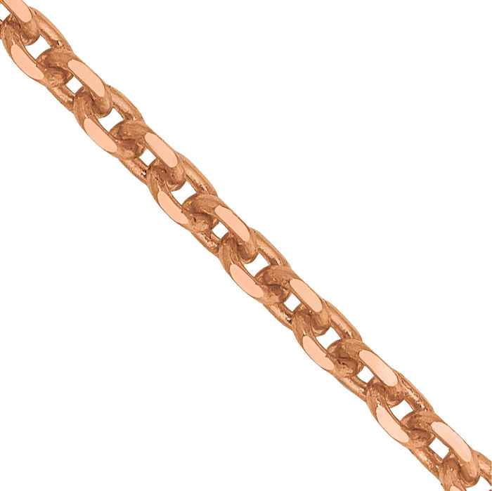 14K Solid Rose Pink Gold 1.8mm Cable Rolo Link Chain Belcher Necklace