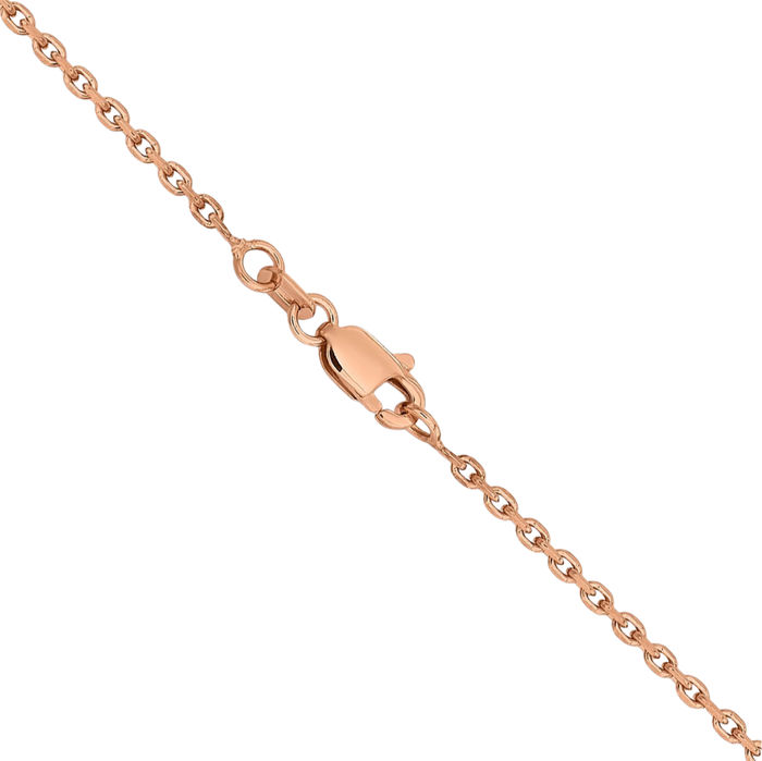 14K Solid Rose Pink Gold 1.8mm Cable Rolo Link Chain Belcher Necklace