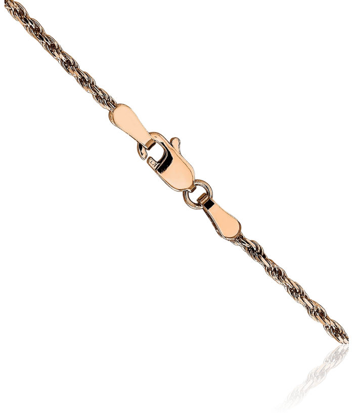 14K Solid Rose Pink Gold 1.8mm Rope Chain Twisted Link Necklace