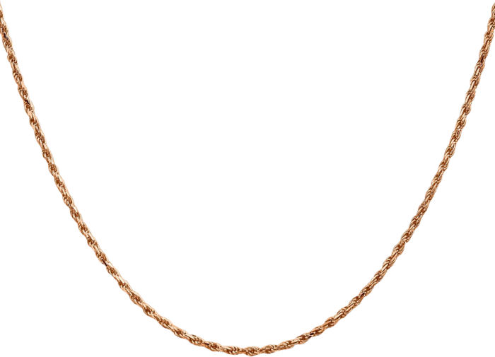 14K Solid Rose Pink Gold 1.8mm Rope Chain Twisted Link Necklace