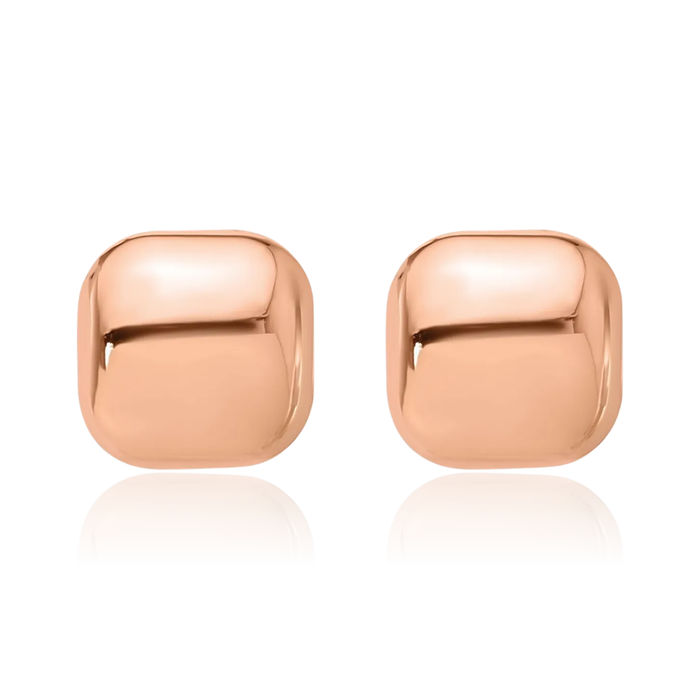 14K Solid Rose Pink Gold 10mm Square Stud Earrings