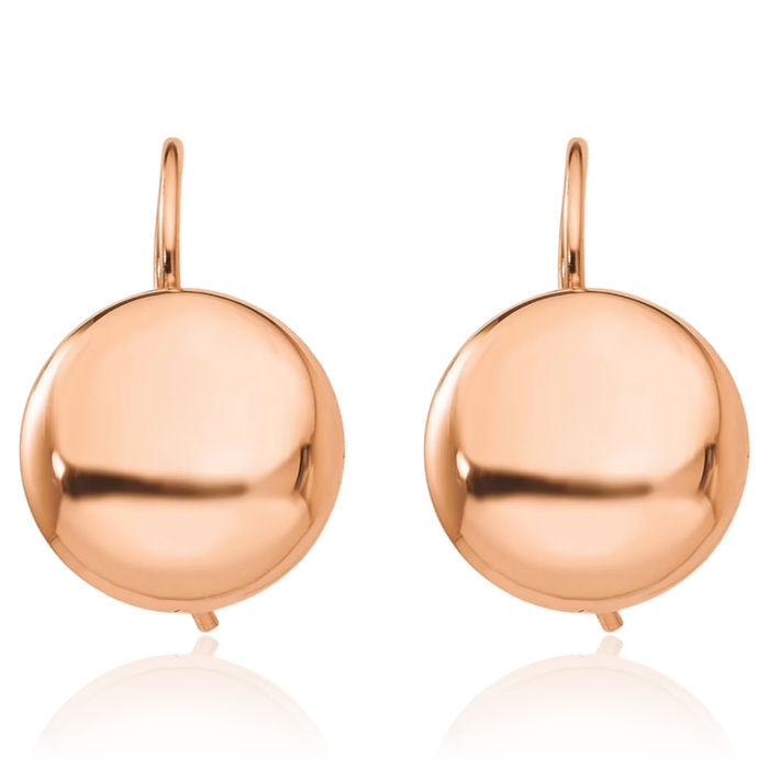 14K Solid Rose Pink Gold 12mm Button Stud Earrings