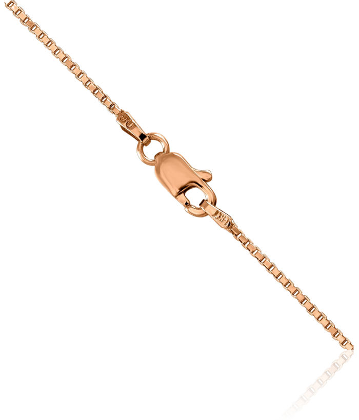 14K Solid Rose Pink Gold 1mm Box Link Chain Necklace