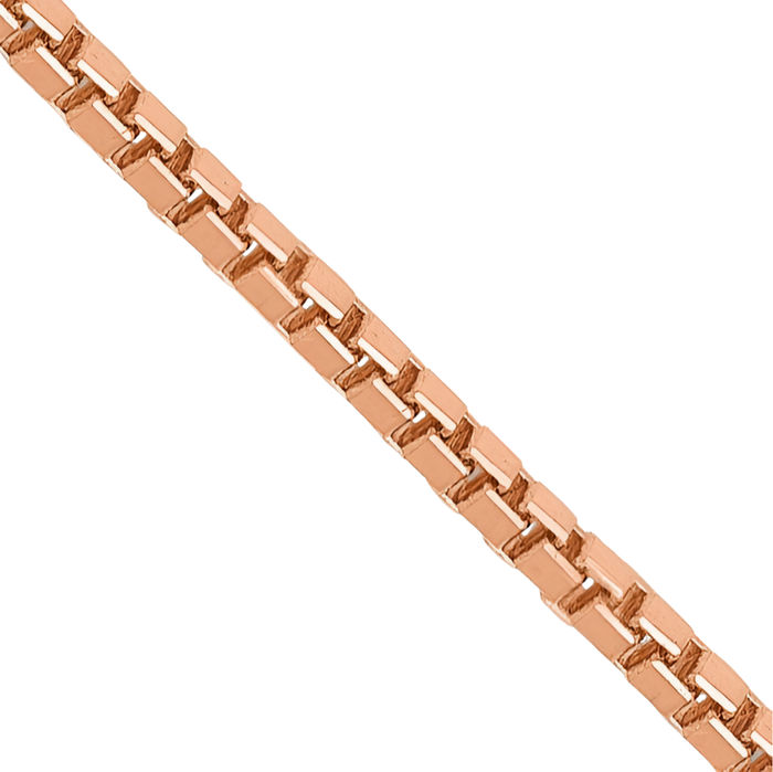 14K Solid Rose Pink Gold 1mm Box Link Chain Necklace