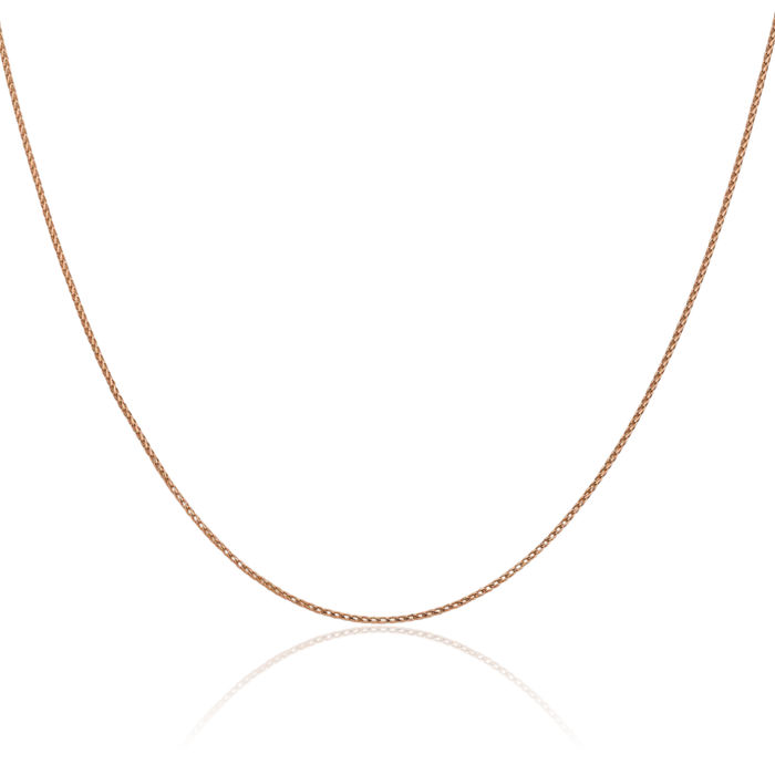 14K Solid Rose Pink Gold 1mm Franco Link Chain Necklace