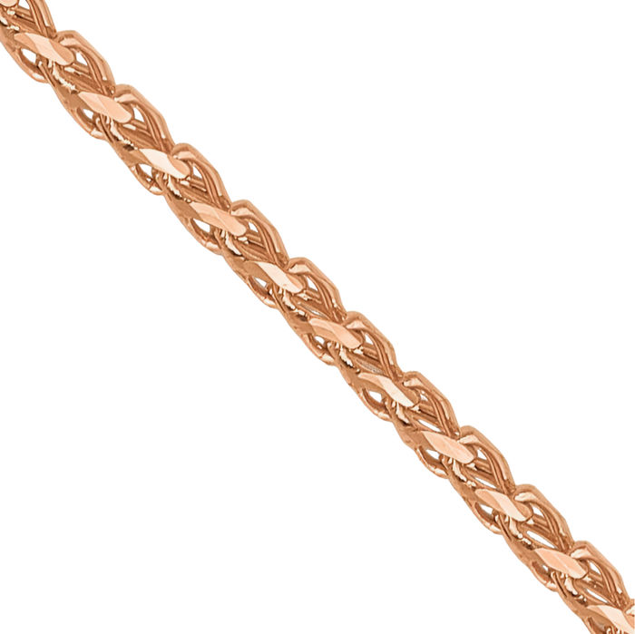 14K Solid Rose Pink Gold 1mm Franco Link Chain Necklace