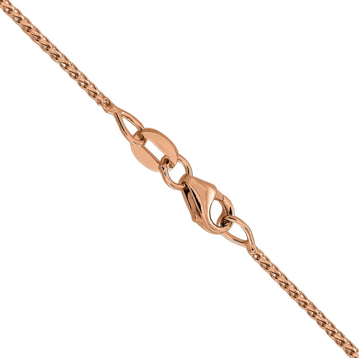 14K Solid Rose Pink Gold 1mm Franco Link Chain Necklace