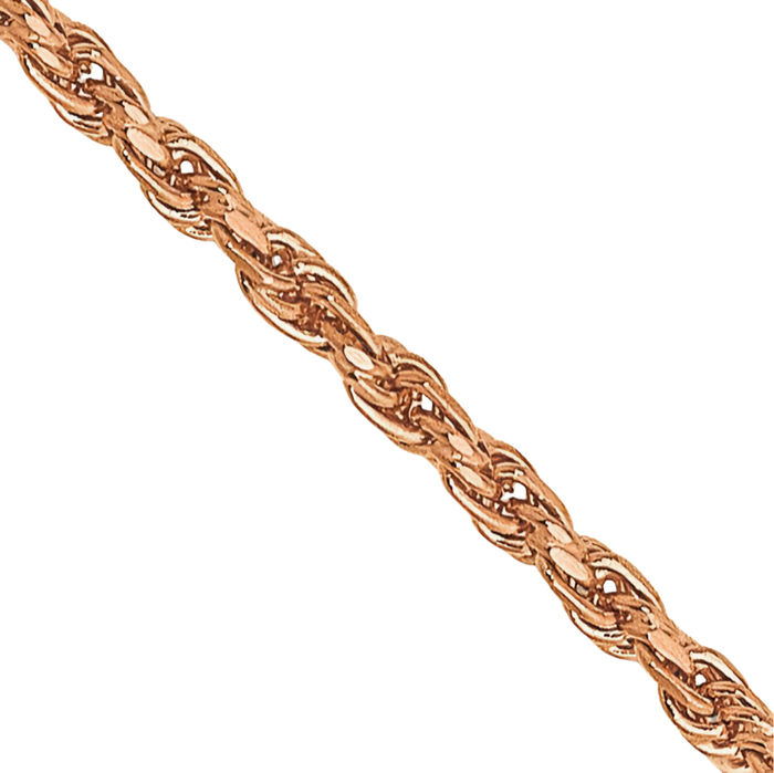 14K Solid Rose Pink Gold 1mm Rope Chain Twisted Link Necklace