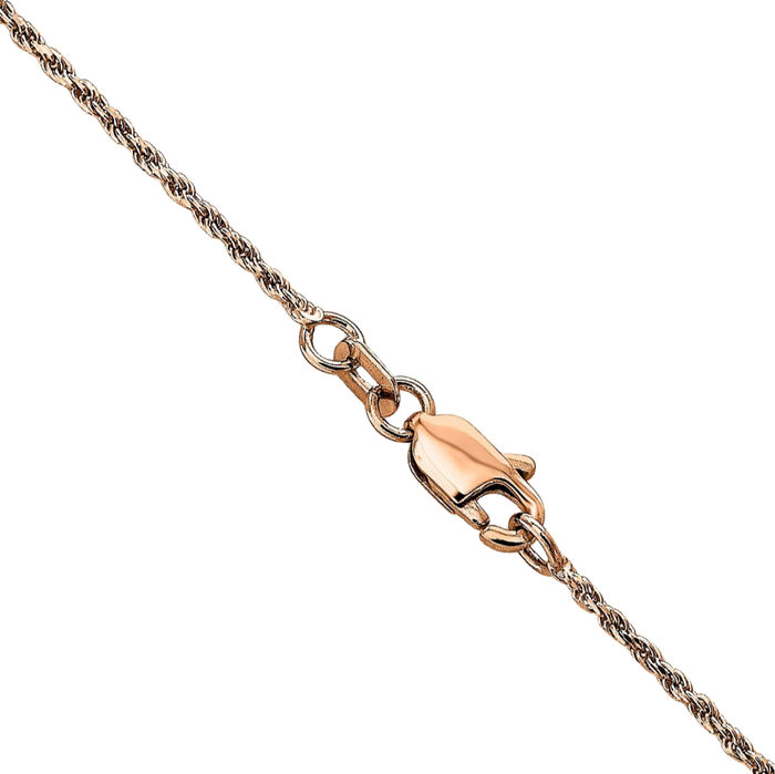 14K Solid Rose Pink Gold 1mm Rope Chain Twisted Link Necklace