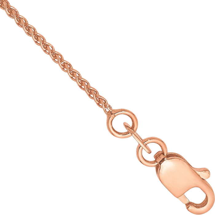 14K Solid Rose Pink Gold 1mm Spida Chain Anklet Summer Beach Foot Ankle Bracelet