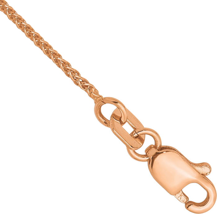 14K Solid Rose Pink Gold 1mm Spiga Wheat Link Chain Anklet Summer Beach Foot Ankle Bracelet