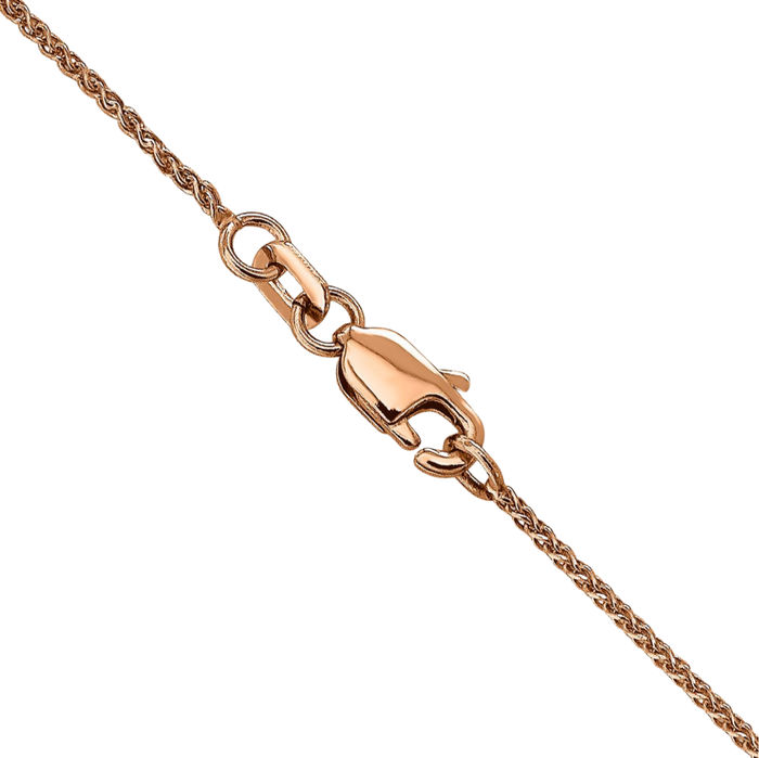 14K Solid Rose Pink Gold 1mm Spiga Wheat Link Chain Necklace