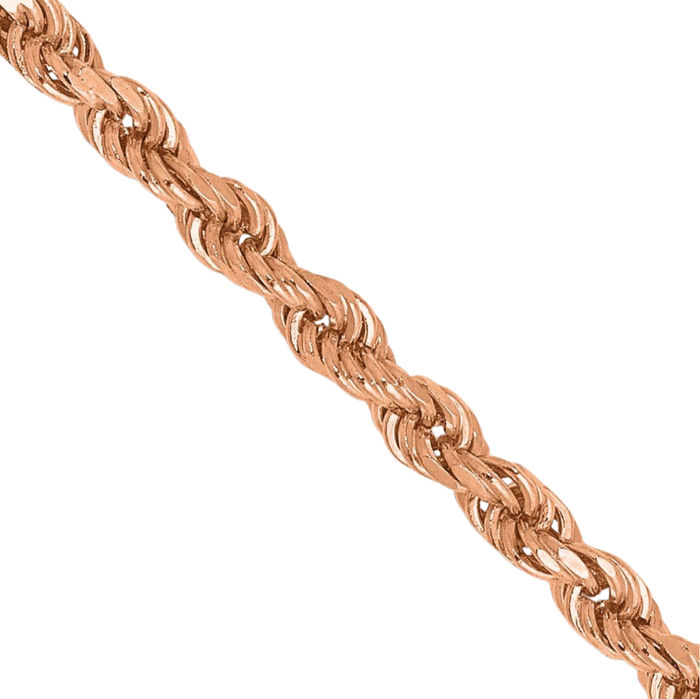 14K Solid Rose Pink Gold 2.25mm Rope Chain Twisted Link Necklace