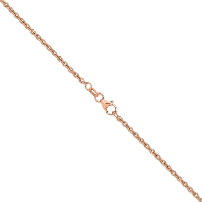 14K Solid Rose Pink Gold 2.3mm Cable Rolo Link Chain Belcher Necklace