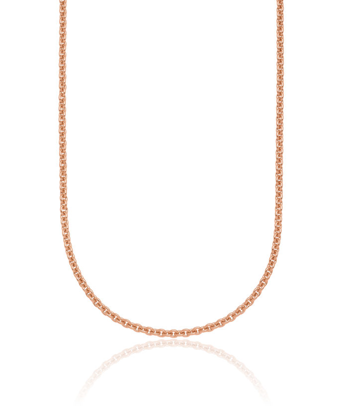 14K Solid Rose Pink Gold 2.3mm Cable Rolo Link Chain Belcher Necklace