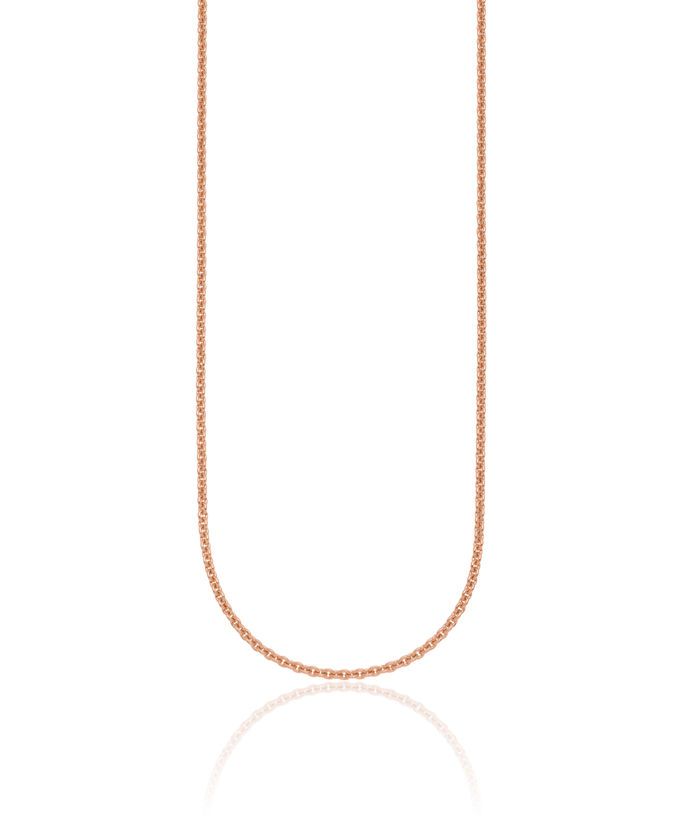 14K Solid Rose Pink Gold 2.3mm Cable Rolo Link Chain Belcher Necklace