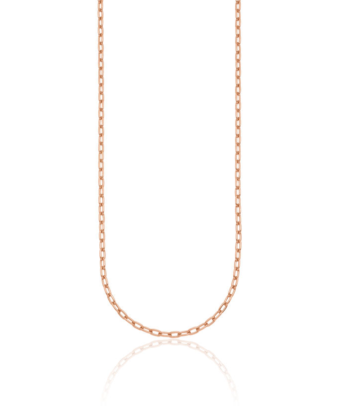 14K Solid Rose Pink Gold 2.9mm Oval Cable Rolo Link Chain Belcher Necklace