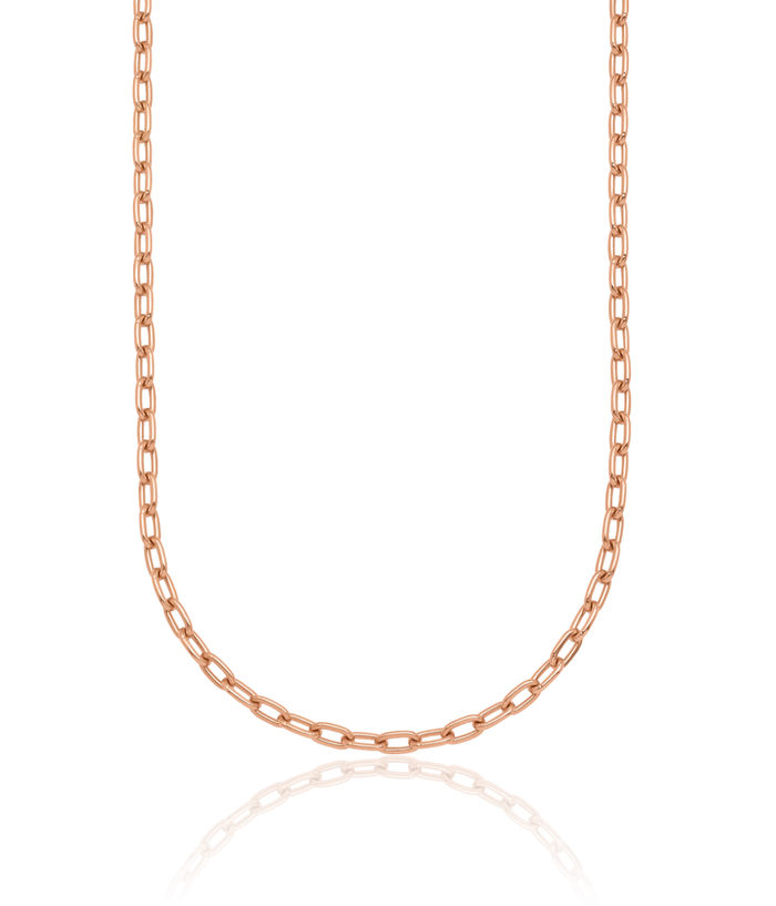 14K Solid Rose Pink Gold 2.9mm Oval Cable Rolo Link Chain Belcher Necklace