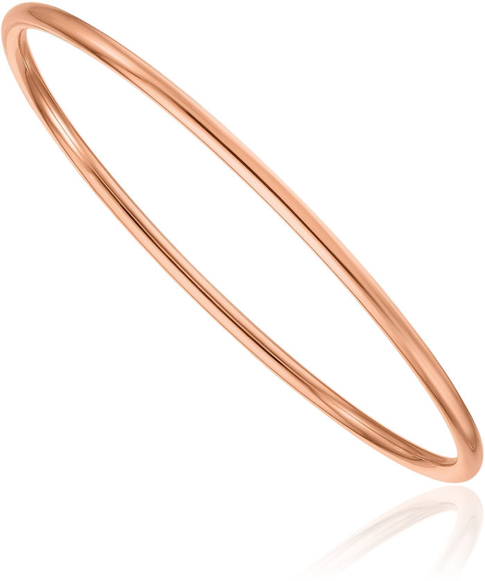 14K Solid Rose Pink Gold 2.9mm Slip On Bangle Bracelet