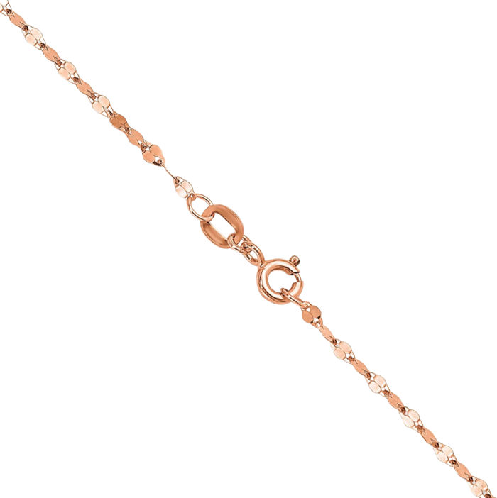 14K Solid Rose Pink Gold 2mm Link Chain Necklace