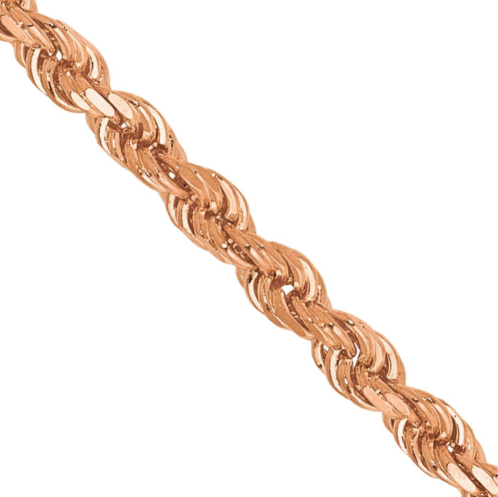 14K Solid Rose Pink Gold 2mm Rope Chain Twisted Link Necklace