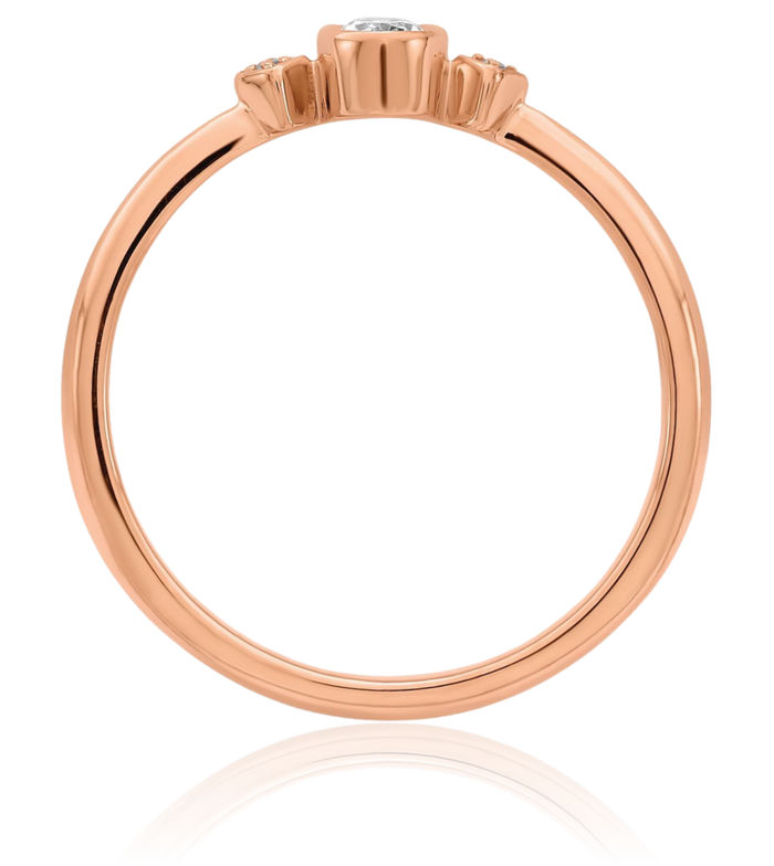 14K Solid Rose Pink Gold 3 Stone Oval Diamond Promise Ring Engagement Wedding Band Bridal Jewelry