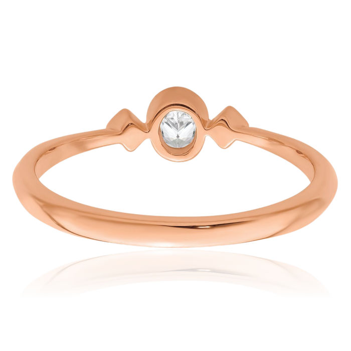 14K Solid Rose Pink Gold 3 Stone Oval Diamond Promise Ring Engagement Wedding Band Bridal Jewelry