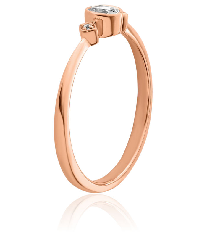14K Solid Rose Pink Gold 3 Stone Oval Diamond Promise Ring Engagement Wedding Band Bridal Jewelry