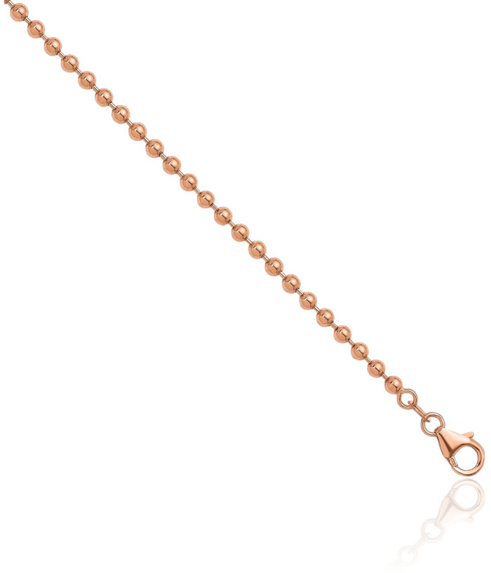 14K Solid Rose Pink Gold 3.2mm Beaded Ball Chain Necklace