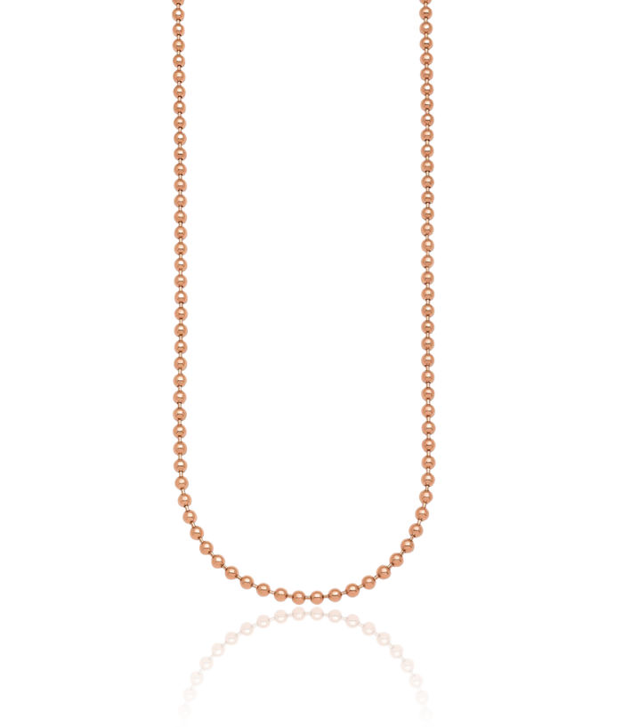 14K Solid Rose Pink Gold 3.2mm Beaded Ball Chain Necklace