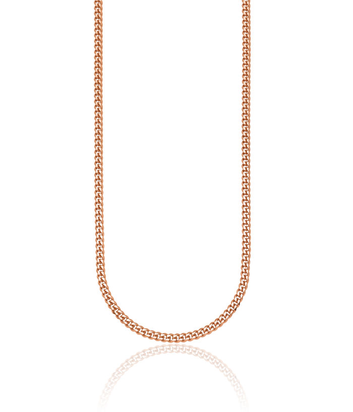 14K Solid Rose Pink Gold 3.4mm Curb Link Chain Necklace