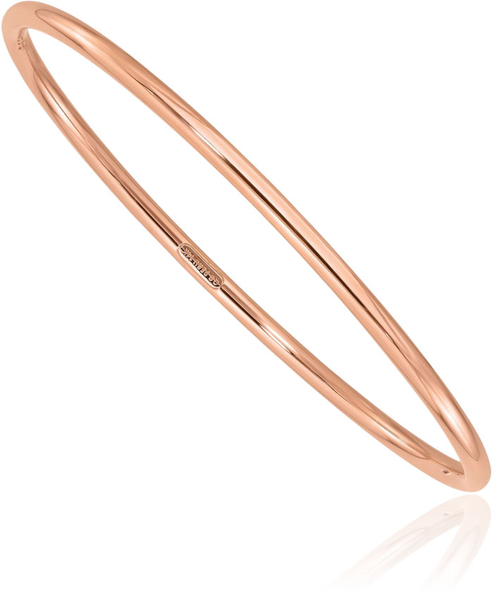 14K Solid Rose Pink Gold 3mm Slip On Bangle Bracelet