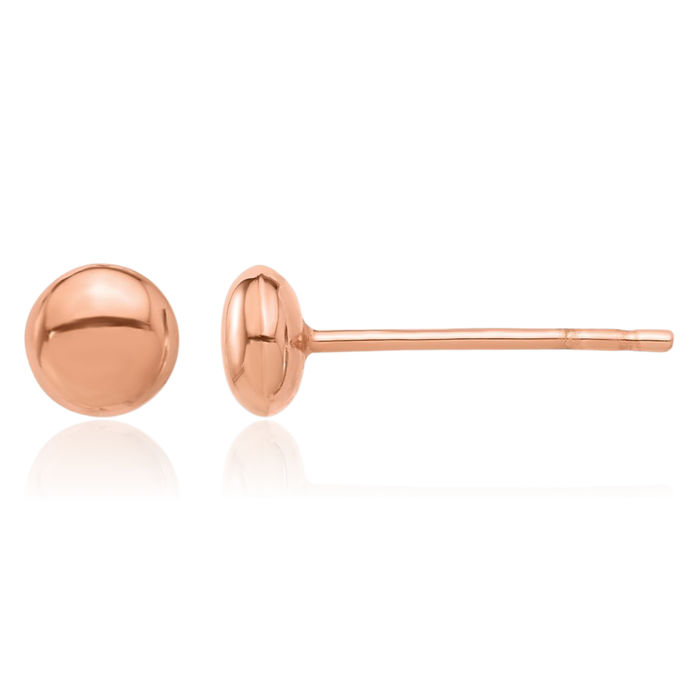 14K Solid Rose Pink Gold 4.5mm Button Stud Earrings