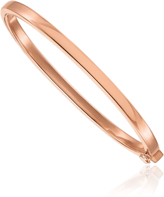 14K Solid Rose Pink Gold 4mm Bangle Bracelet